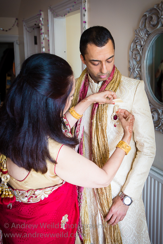Kelvingrove Hindu Mandir wedding photography groom and mother